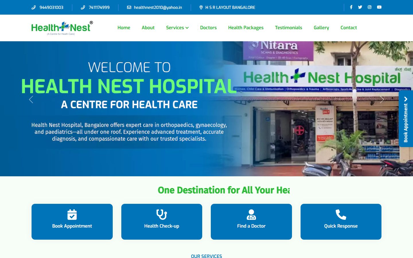 Healthnest Hospital website